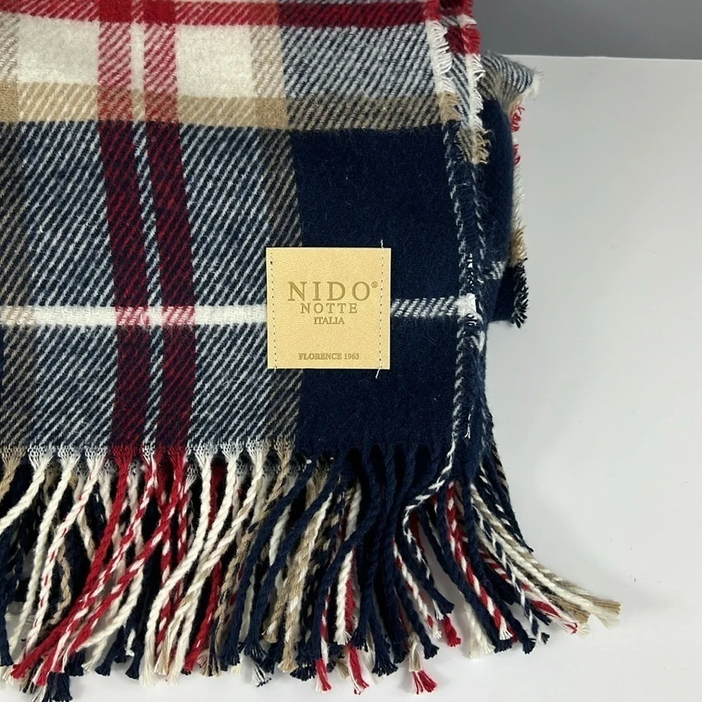 NIDO Plaid Throw Blanket with Fringe Made in Italy 51